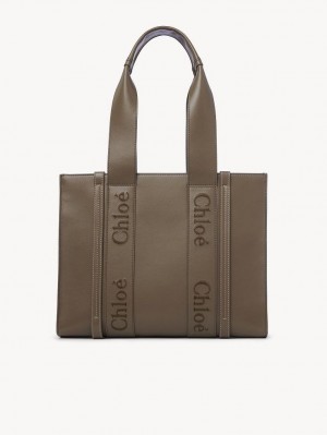 ARMY GREEN Chloe Medium Woody Tote Bags | CHE-SR13340