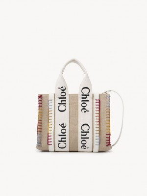 White Chloe Small Woody Tote Bags | CHE-SR13294